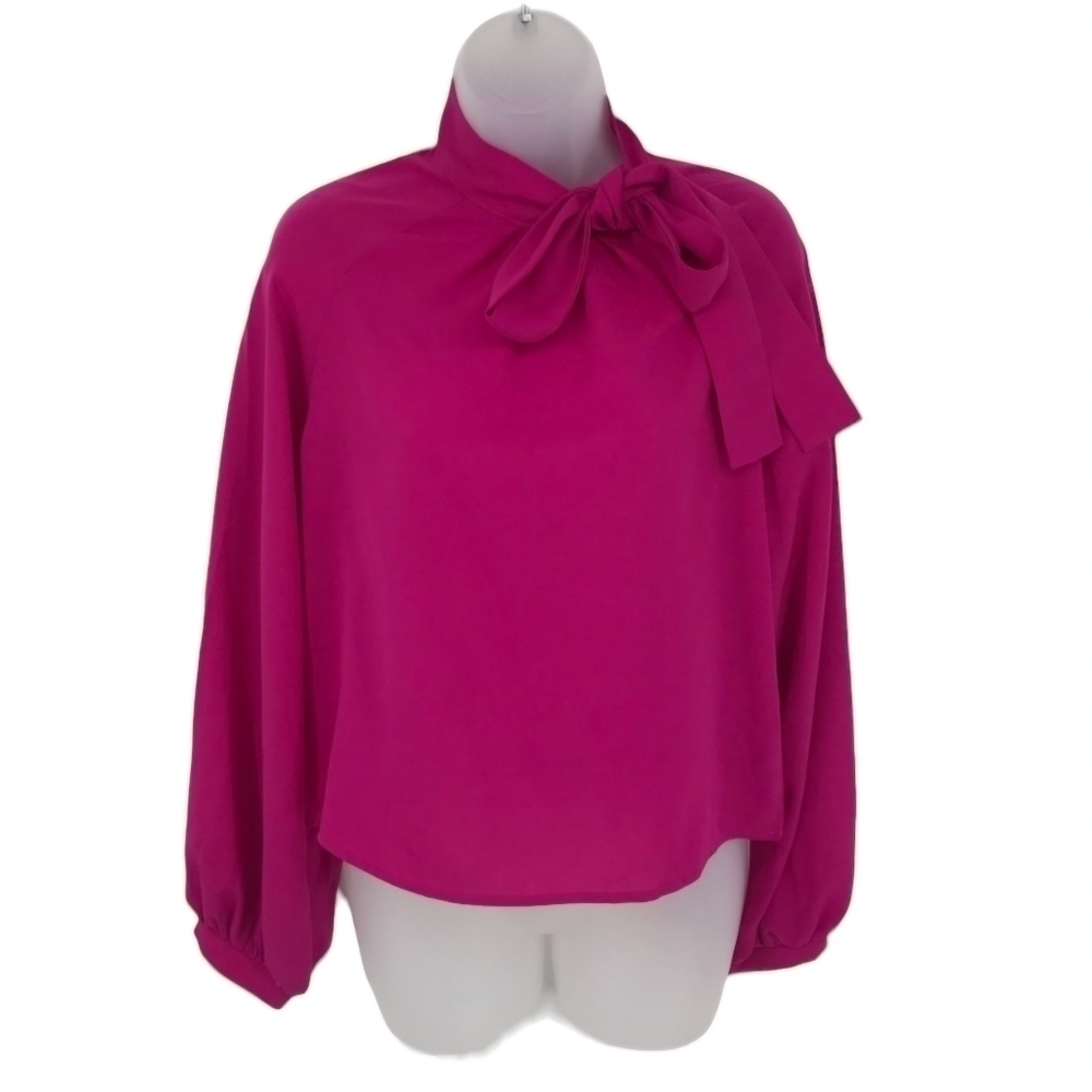 Shein Pink Long‎ Sleeve Blouse with a Scarf Tie Neckline Size S